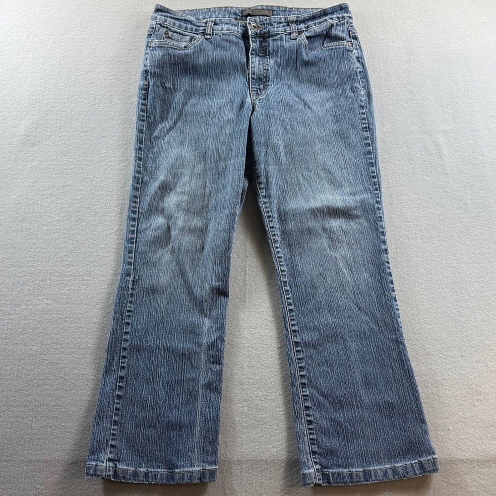 Nine West Jeans Women 14 Blue Mid Rise Straight Leg Stretch Denim 33x26